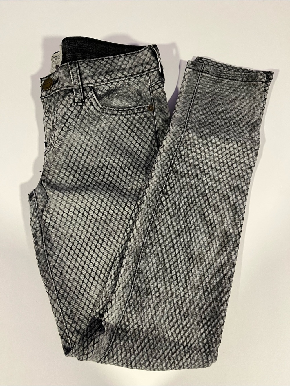 Current Elliott Gray/Black Mesh Print Skinny Size 25 (0)